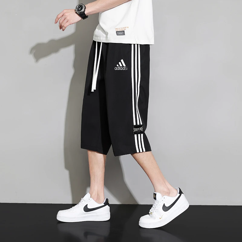 adi精选夏季短裤时尚百搭休闲运动轻薄宽松男款休闲七分裤短裤