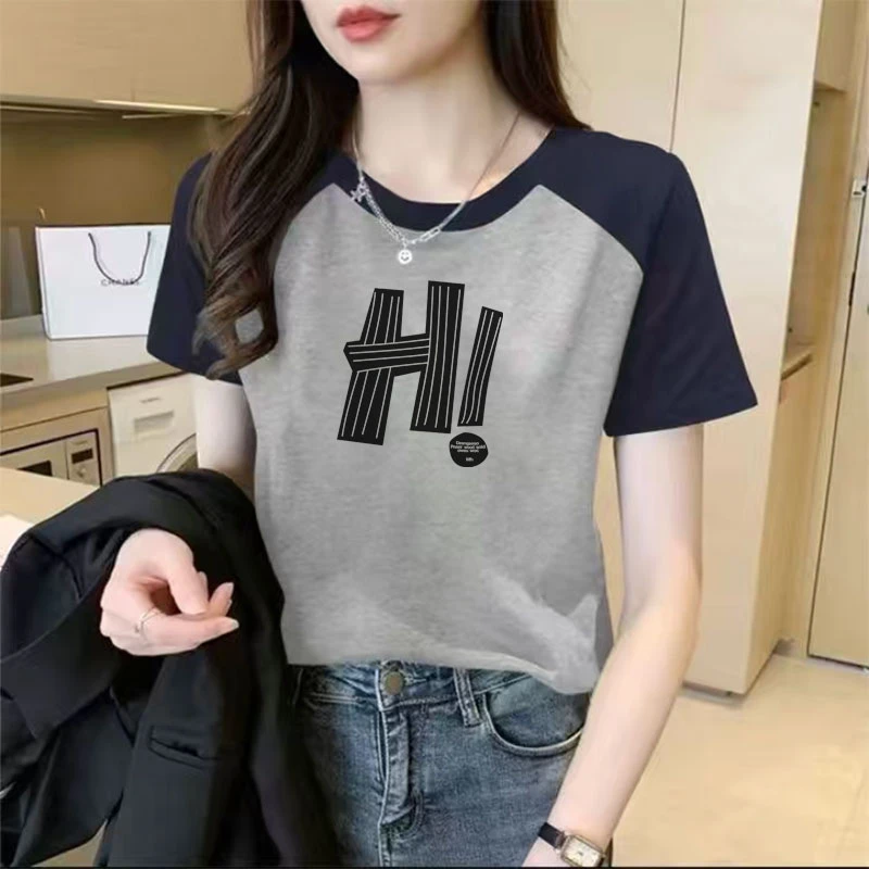设计感短袖女纯棉t恤2025爆款休闲上衣夏季新款插肩袖宽松显瘦潮