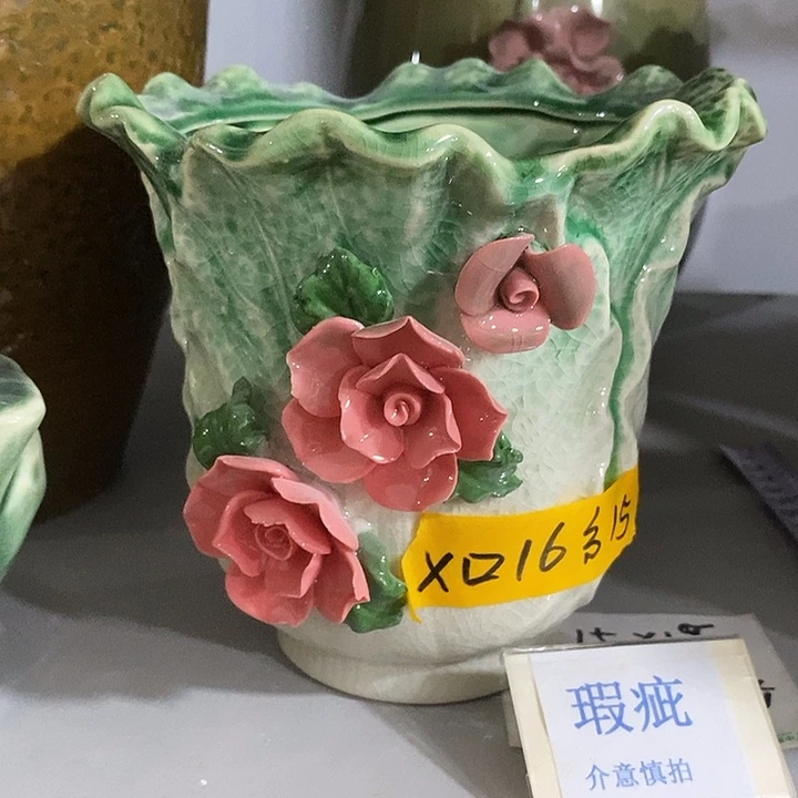 紫砂花盆多肉植物盆瑕疵有孔