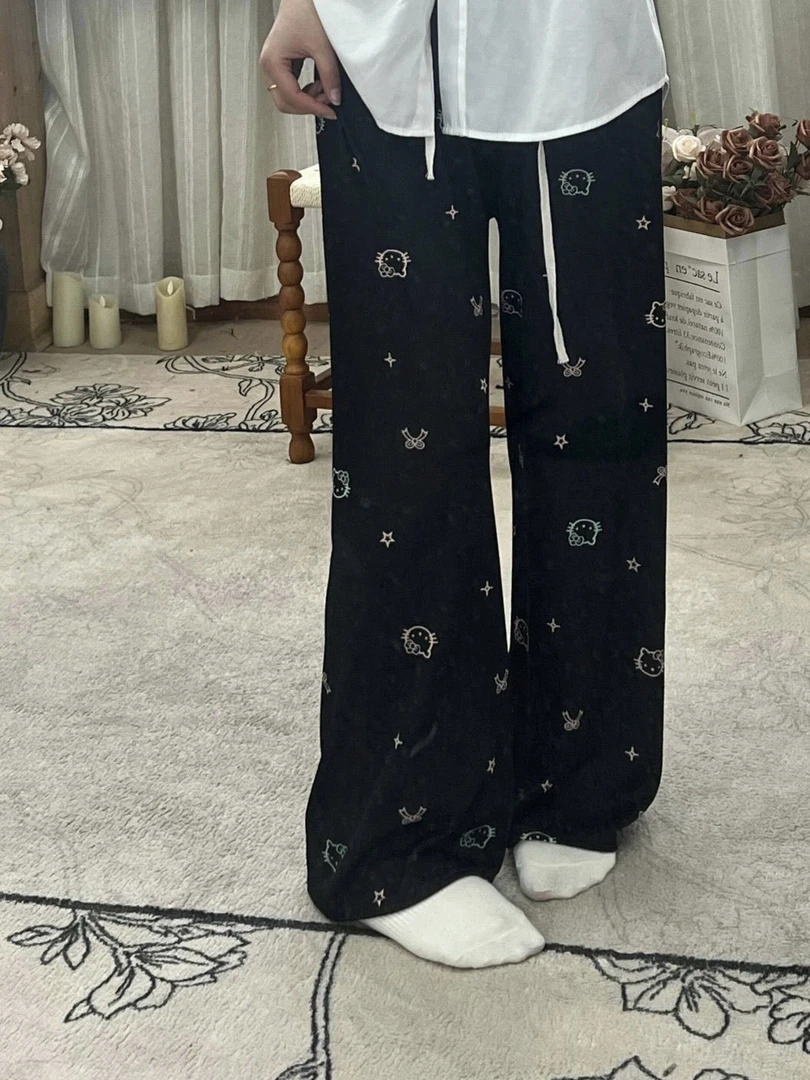 【112cm裤长】高个子加长版黑色裤子女夏季薄款遛弯裤冰丝凉凉裤