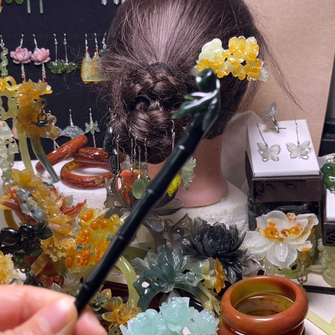 【闪购商品】合金蛇纹石玉发饰