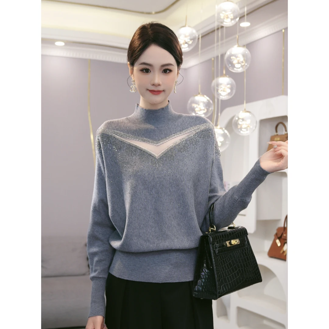 2026秋冬季新款【TN-40】含绵羊毛老钱风软糯灰色打底针织衫毛衣