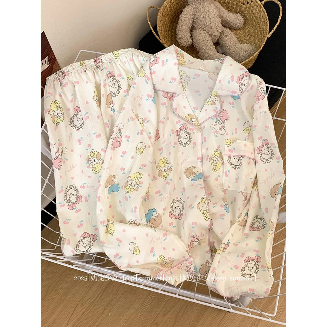 小碎花mikko云朵棉睡衣女款春秋季长袖2025新款软萌风甜美家居服