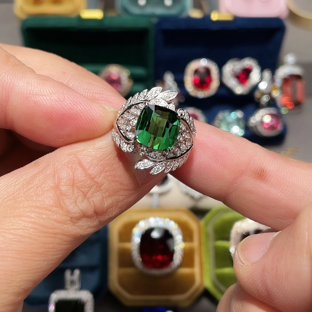 碧玺18K金镶嵌戒指5.71ct