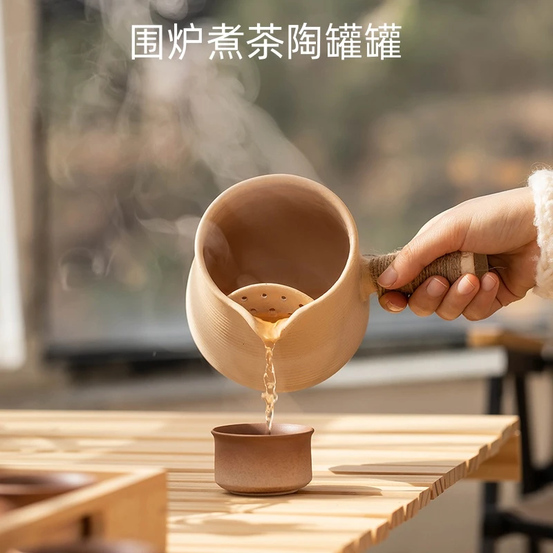 围炉煮茶壶家用室内云南罐罐奶茶摆摊煮茶器陶壶烤奶茶罐煮奶烧水