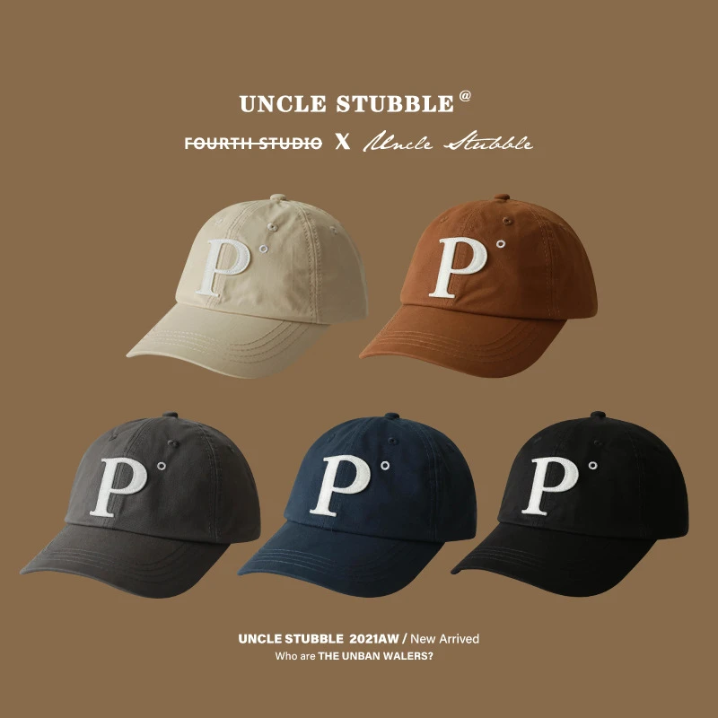 P标棒球帽男女同款舒适透气软顶帽子韩版宽檐显脸小鸭舌帽