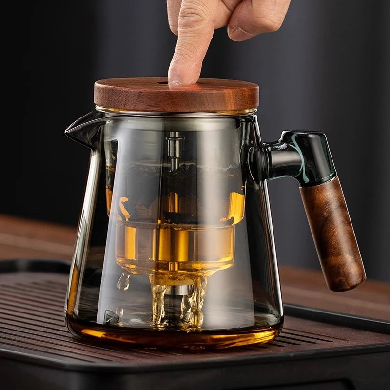 飘逸杯泡茶壶2025新款高端玻璃内胆茶水分离按压式一键家用茶具