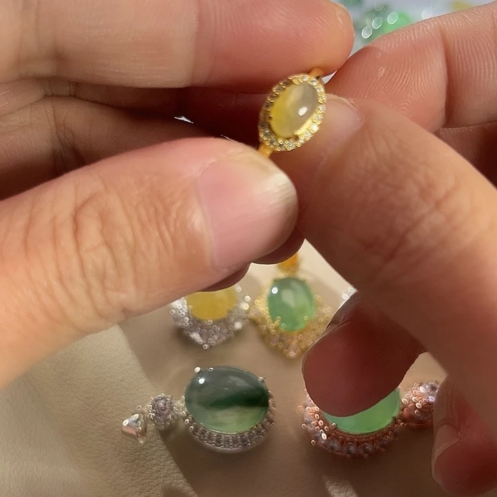 翡翠银S925镶嵌戒指