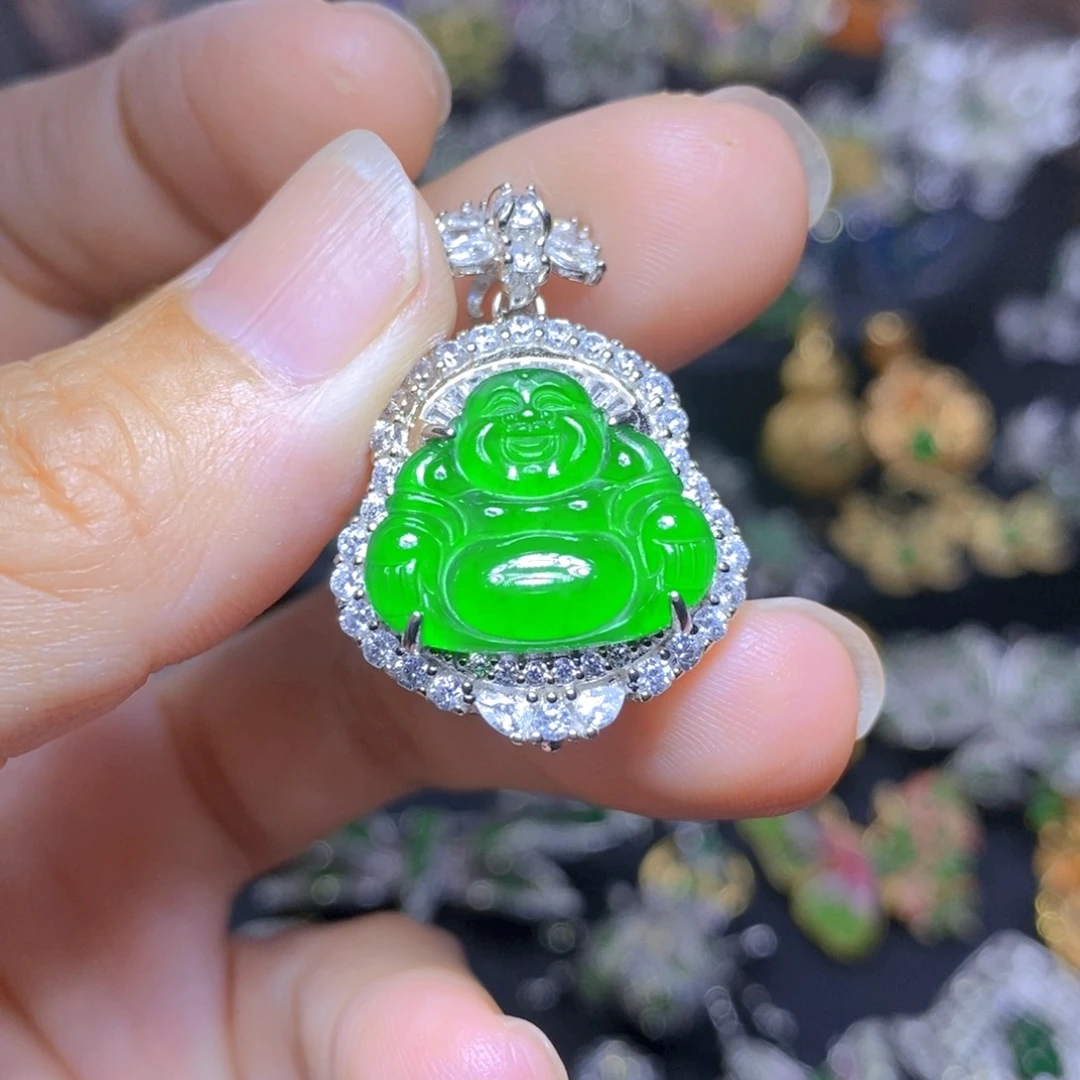 翡翠银S925镶嵌套链天然资源