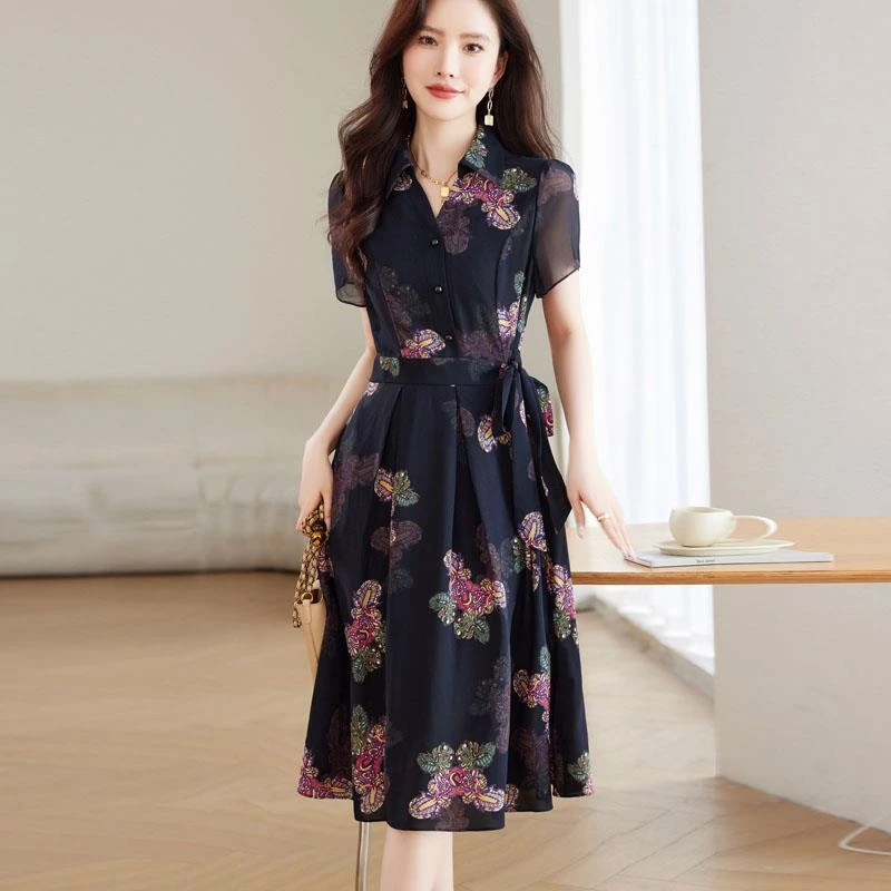 高端2025年夏季新款冰丝母亲节妈妈款气质长裙子