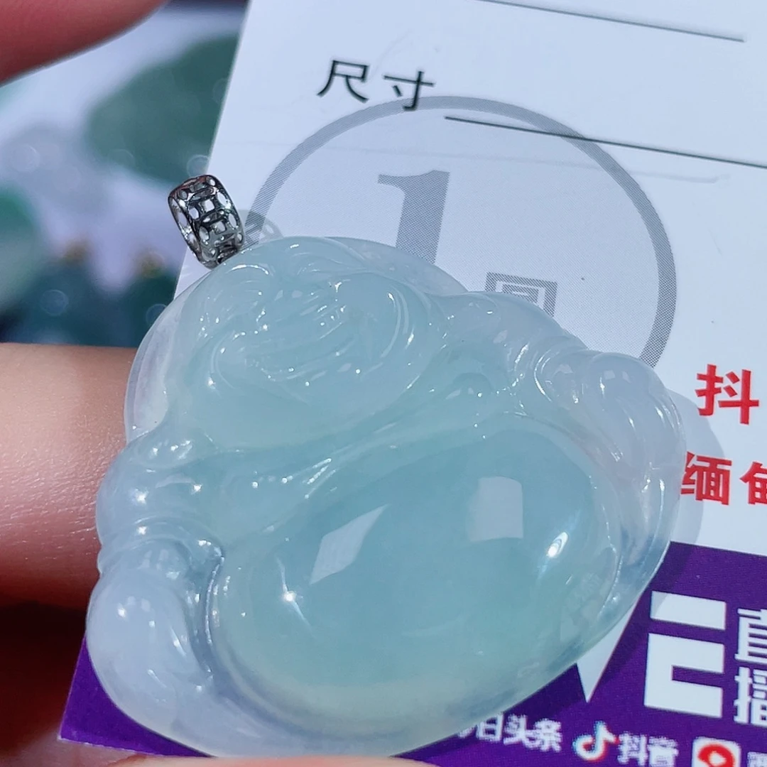 颈饰18K金镶嵌翡翠佛公