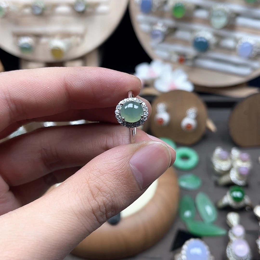 翡翠银S925镶嵌戒指