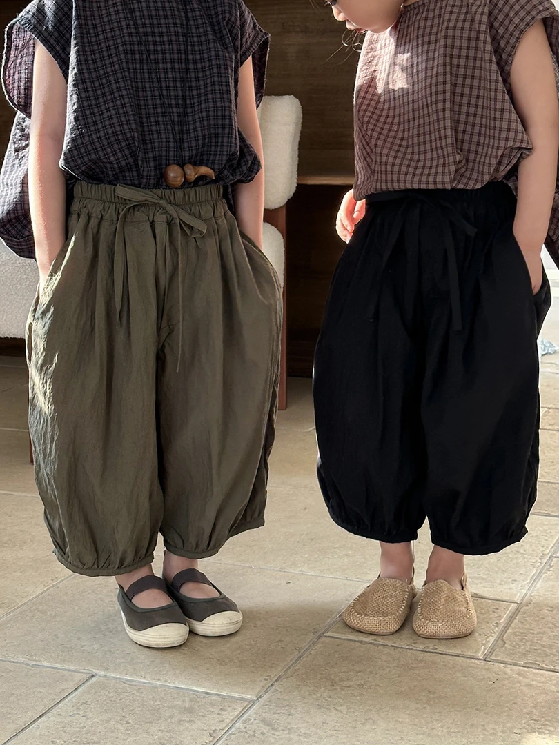 2025夏季新款灯笼裤男女宝宝薄款宽松防蚊九分裤