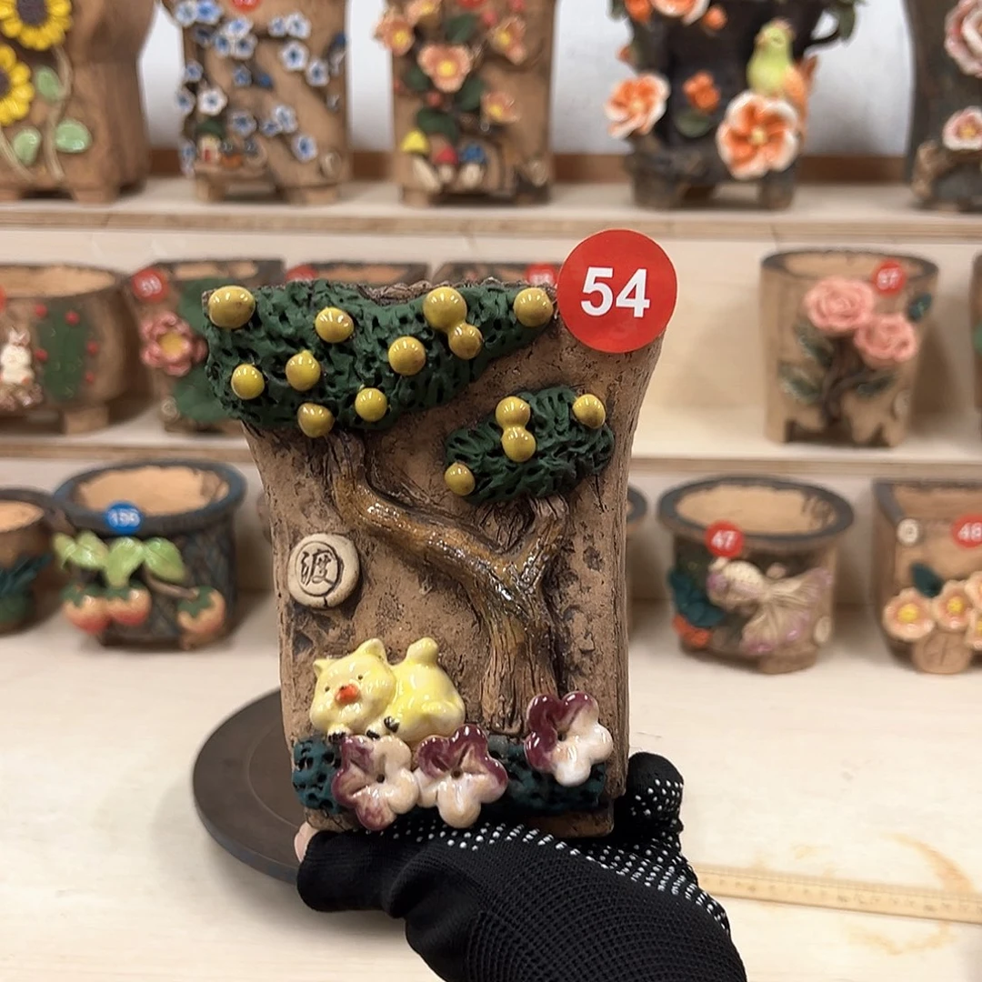 紫砂花盆54号内口10，外高15