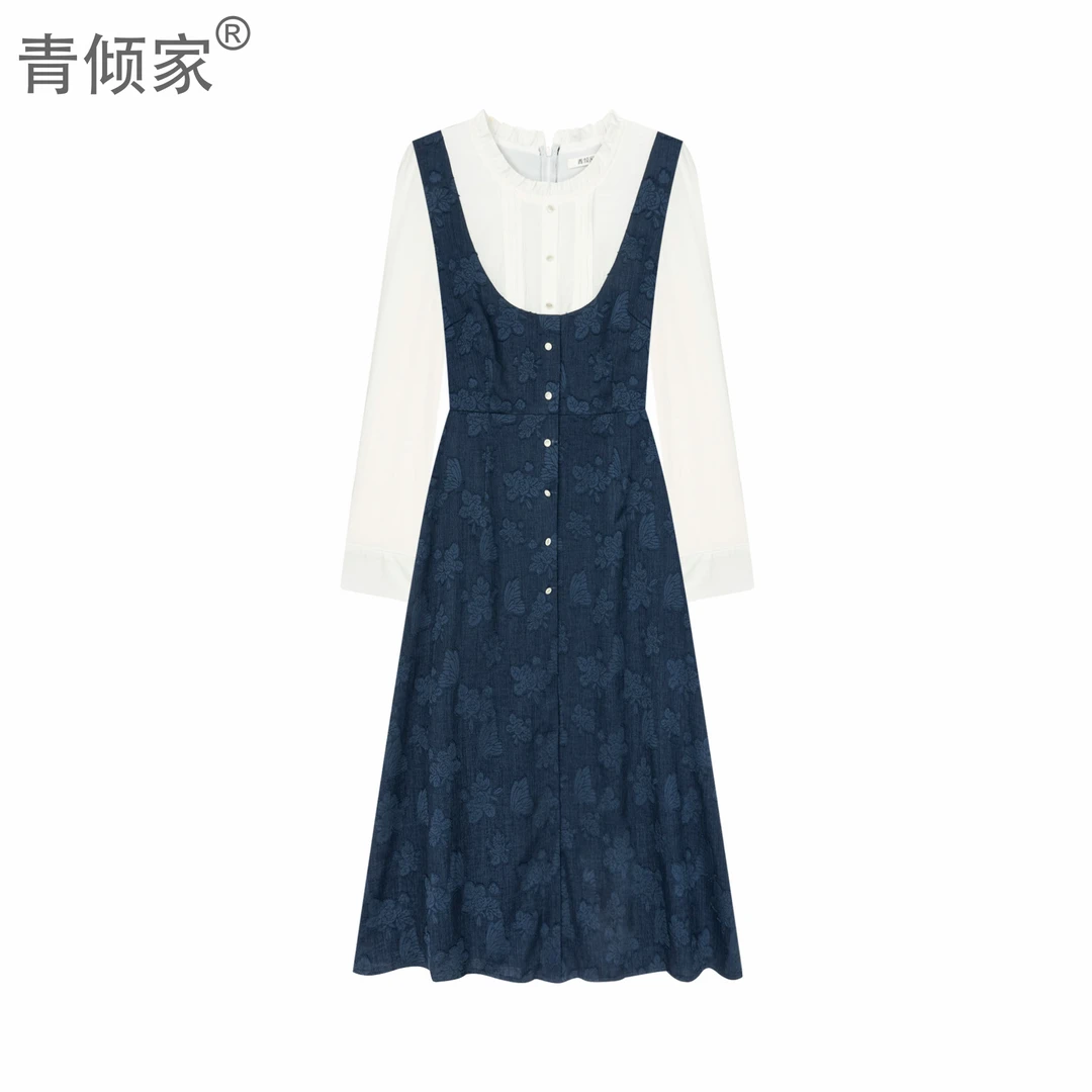 青倾家【织秋意】法式复古早秋穿搭一整套温柔气质衬衫刺绣连衣裙
