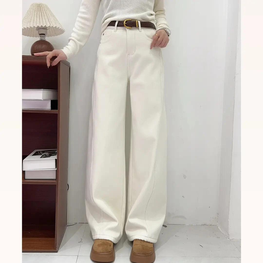 73186新款欧货冬款加绒牛仔弯刀裤时尚百搭显瘦