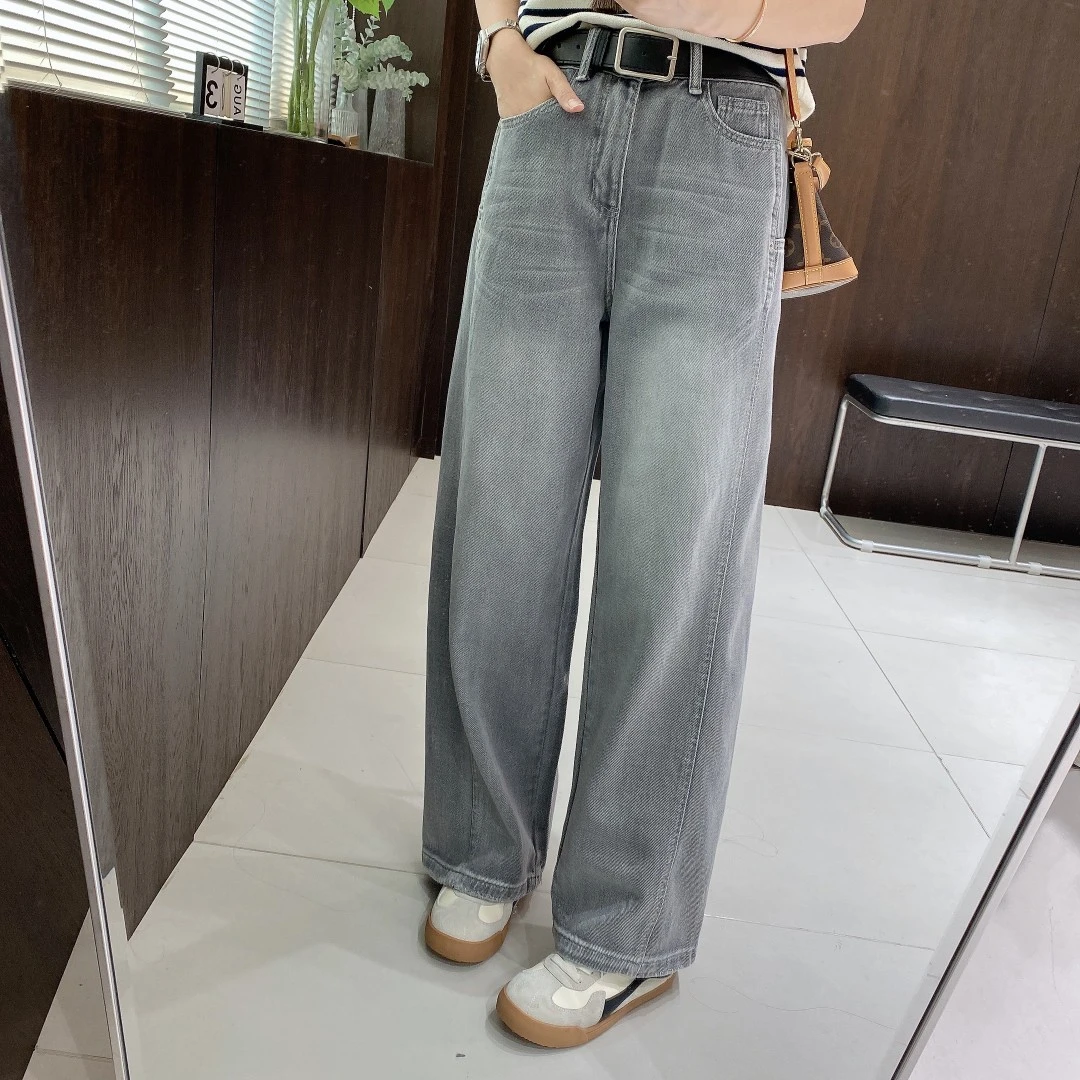 IMFLY金小金自制女装 牛仔裤DYK2558春季2025年宽松高腰阔腿长裤