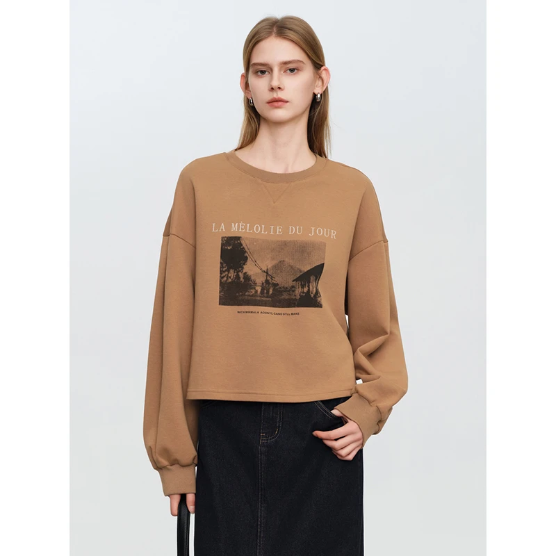 【艾w】韩版复古宽松休闲时尚卫衣2025春季新款撤柜女装