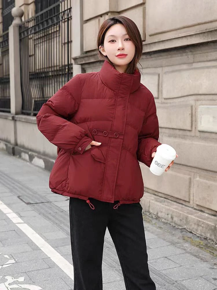 【玛罗兰】门襟三粒扣  下摆抽绳立领羽绒服】8849#