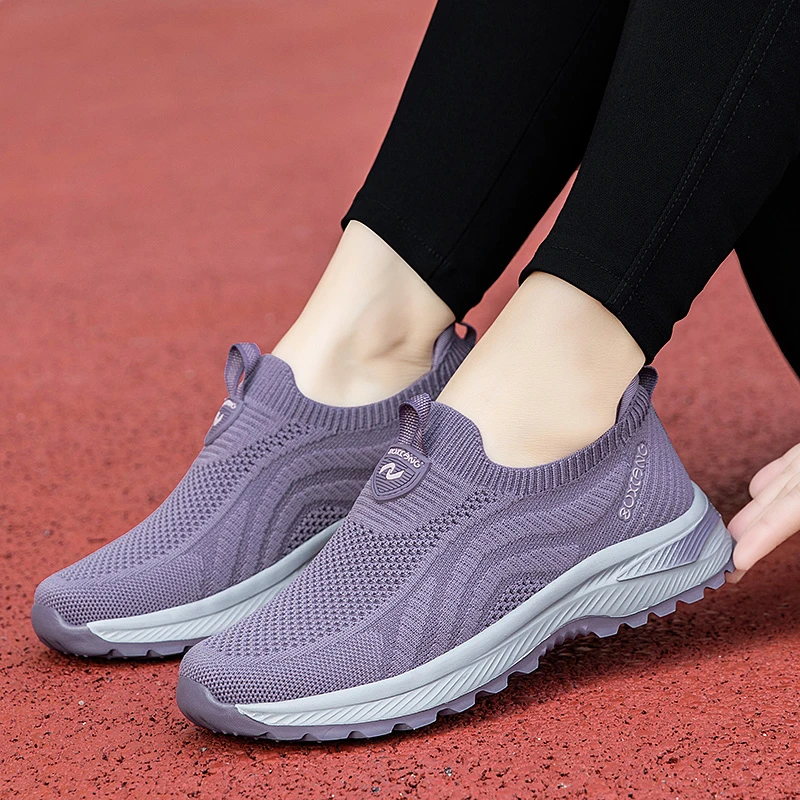 足力健安全老人鞋官方正品老人鞋夏季新款网面一脚蹬妈妈鞋轻便舒