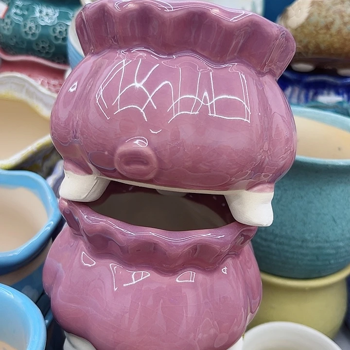 多肉绿植陶瓷花盆9.9包邮，有孔