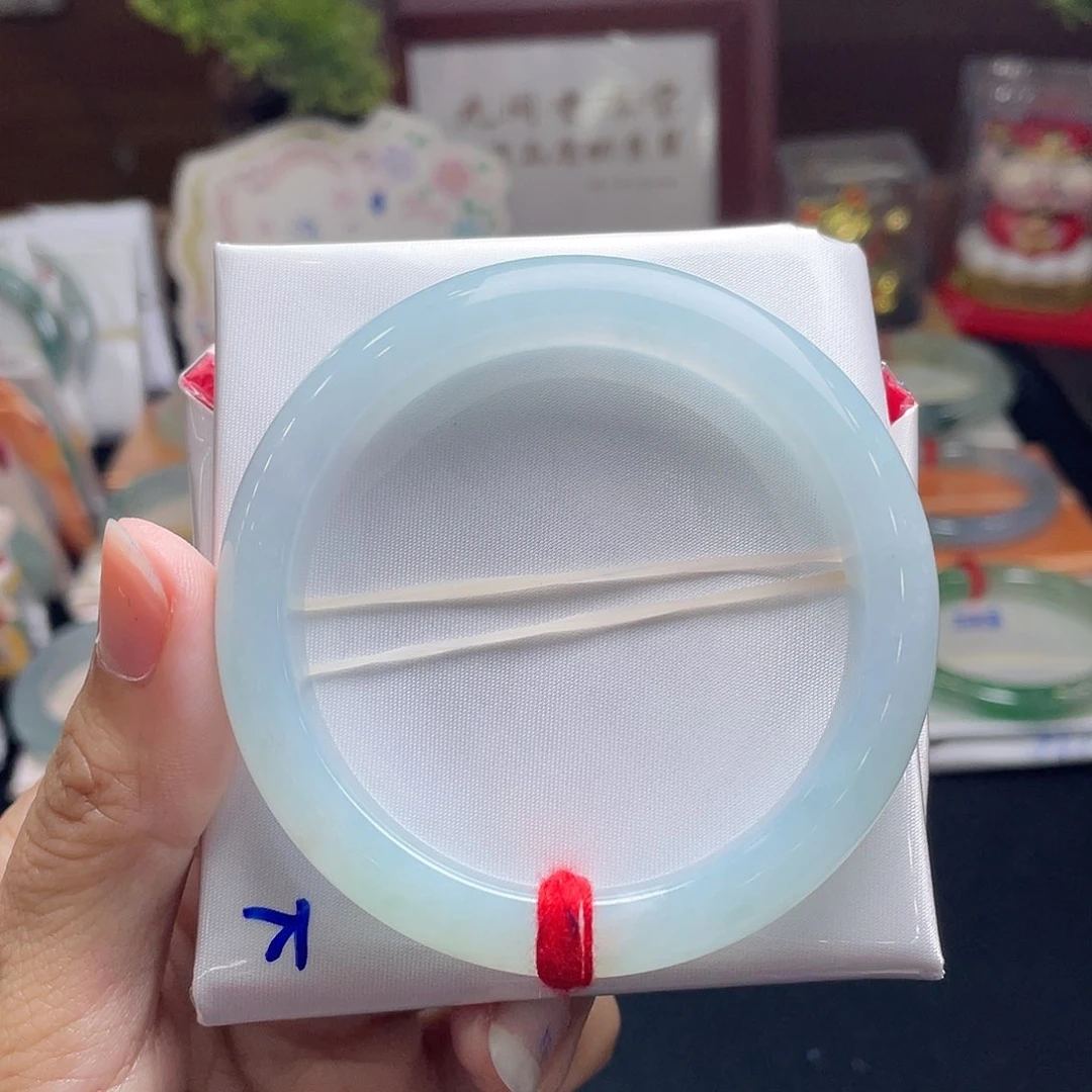 悦***己翡翠手镯未镶嵌55正圈