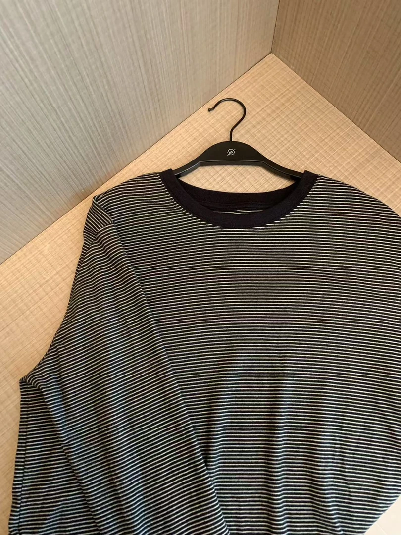 WEN 圆领拼接休闲简约长袖T恤WWC0064