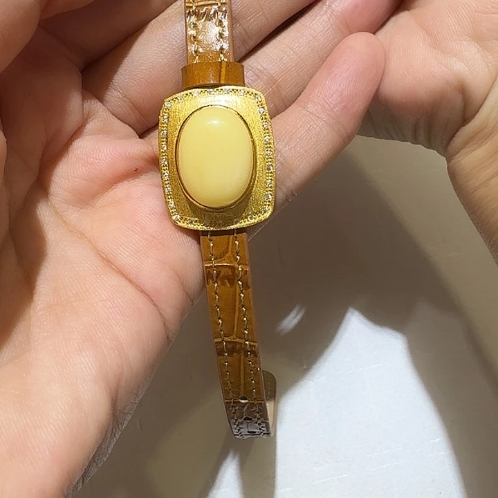 p***e手链蜜蜡银S925镶嵌手环