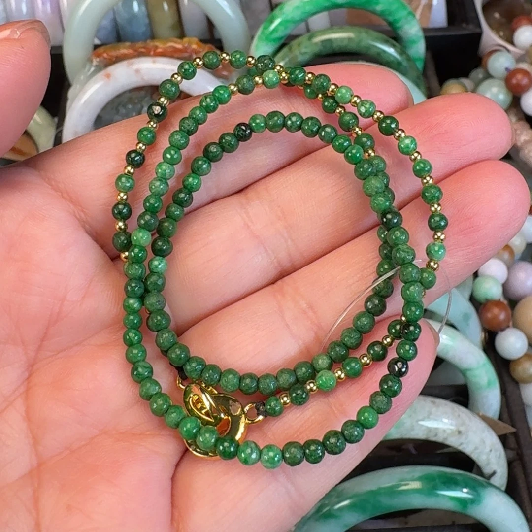 未镶嵌手串翡翠老花青链子3（淘气