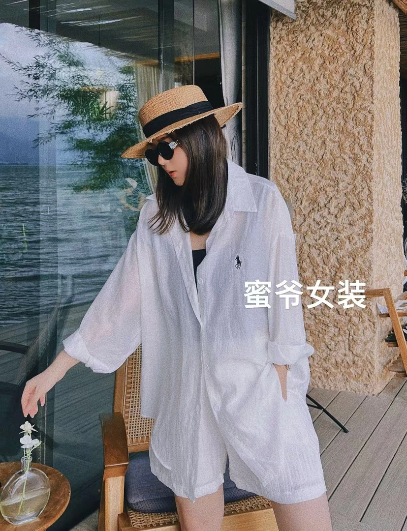 【蜜爷家】夏季小马刺绣防晒衬衫套装3227#