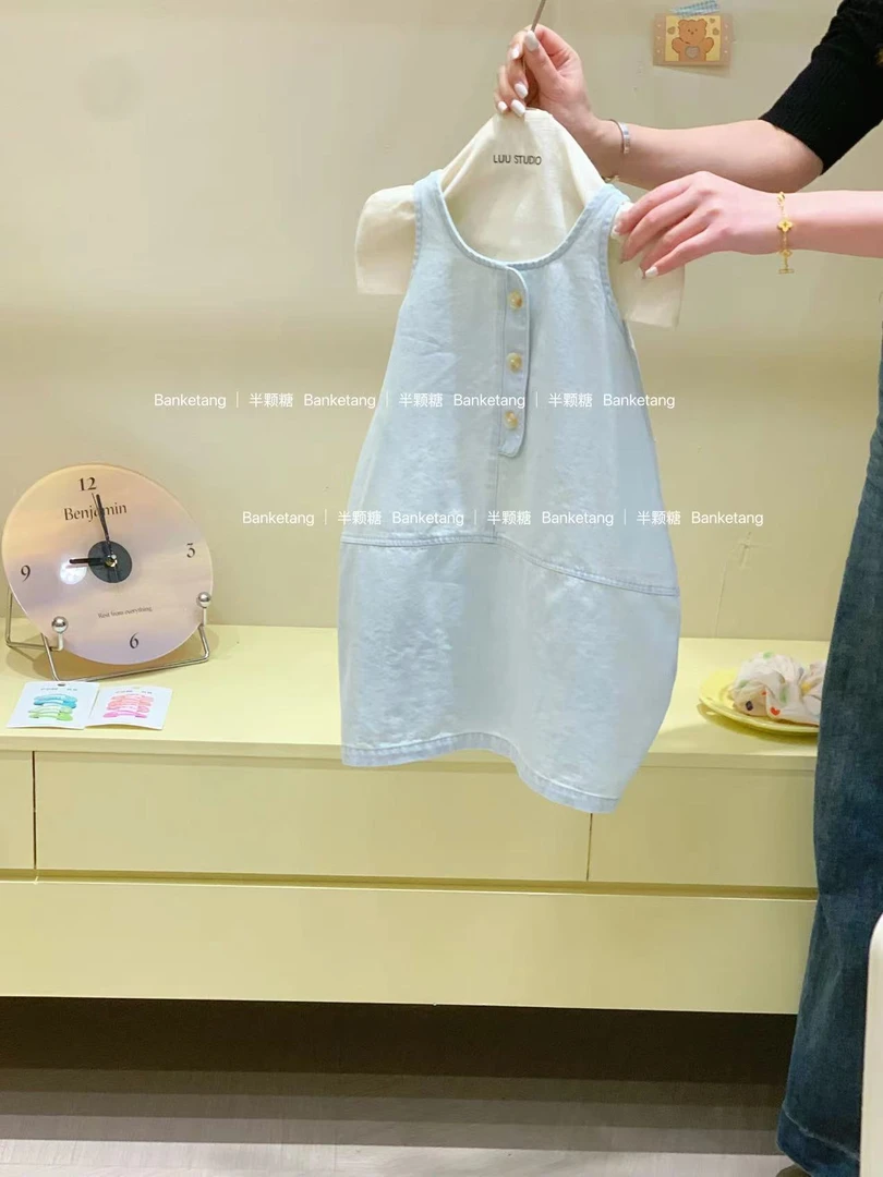 女童设计师款牛仔背心裙2025夏季新款韩版童装女宝宝洋气连衣裙