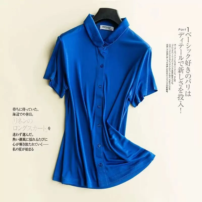 【045】桑蚕丝元宝领衬衫