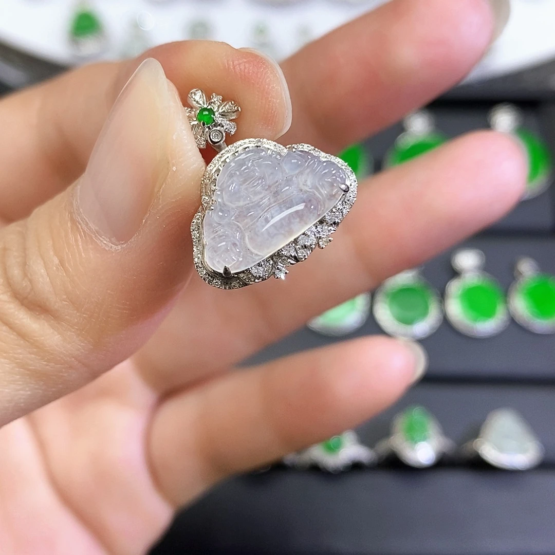 翡翠18K金镶嵌吊坠(不含链)