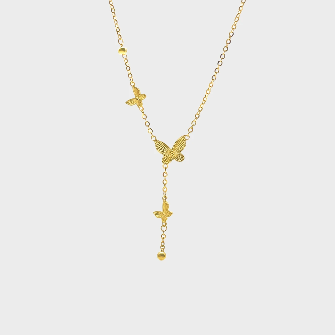 吊坠足银 +镀金【小仙蝶蝴蝶流苏】项链女小众设计锁骨链仙女气质