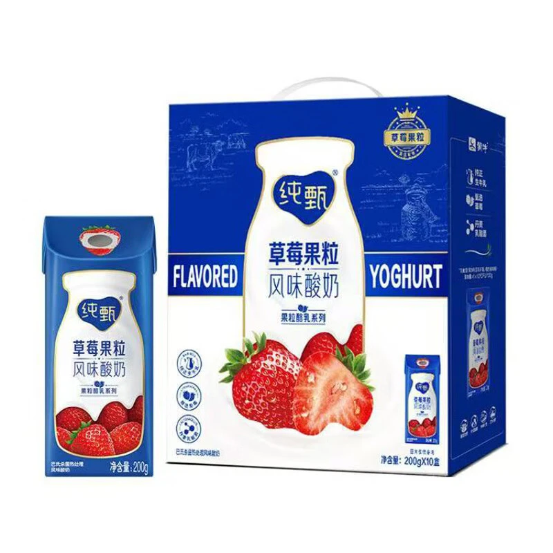 蒙牛纯甄草莓果粒风味酸奶 200g*10/箱