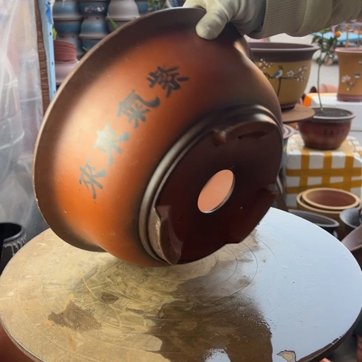 紫砂宜兴紫砂花盆小红