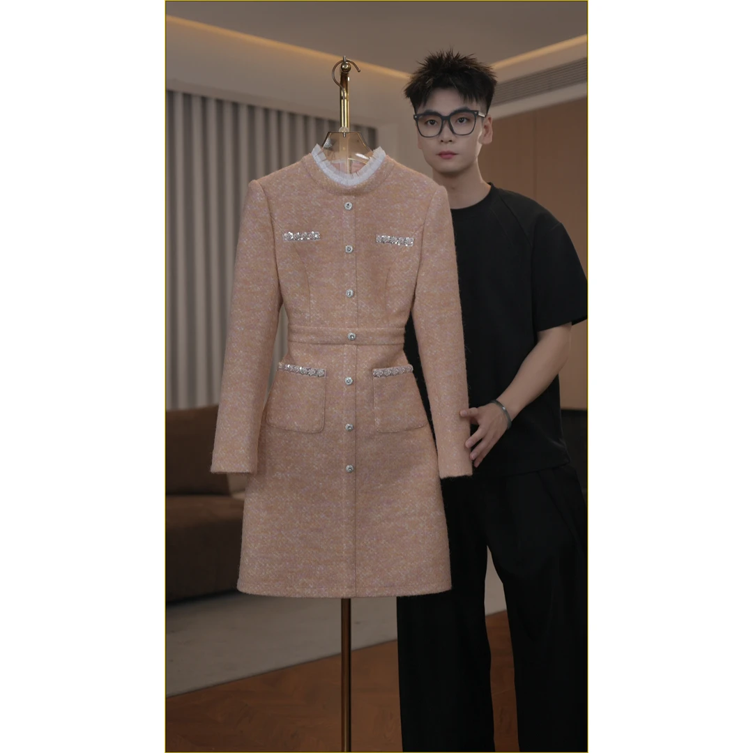 【新款上新】9765品牌女装气质显瘦高定长袖连衣裙