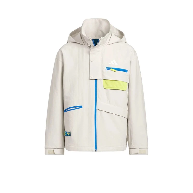 Adidas阿迪达斯25冬季男大童连帽拼色都市休闲梭织夹克外套KC0217