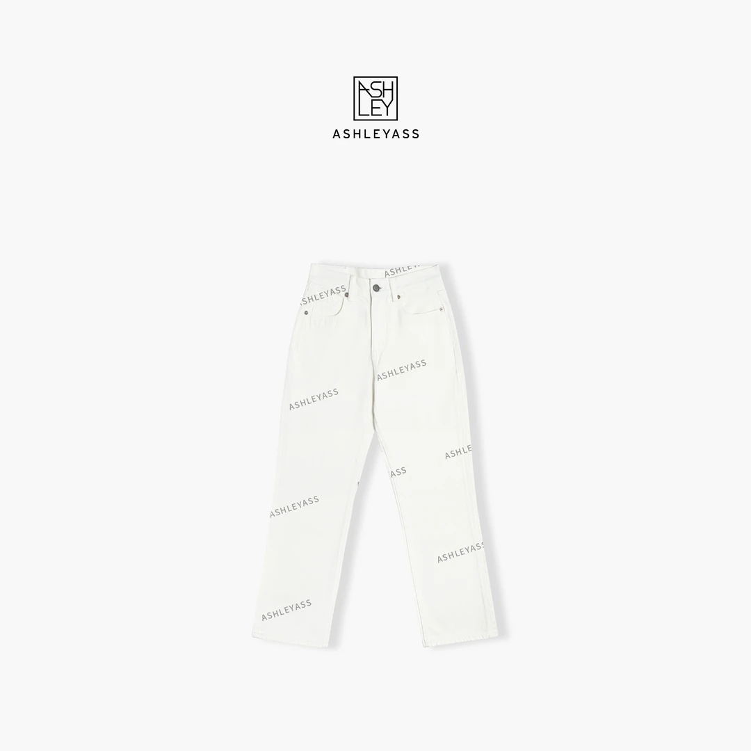【ASHLEYASS】“斜纹白”小直筒裤YKK拉链英国高士线牛仔裤LSN250005S