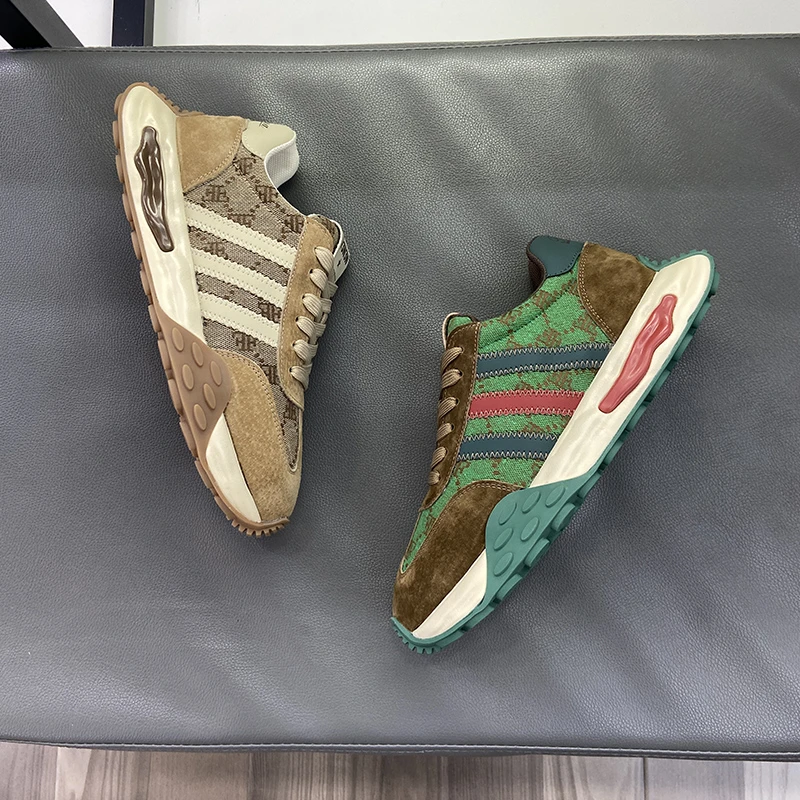 秋季百搭2025拼色休闲运动轻奢欧洲站老爹男鞋透气阿甘溶解鞋潮牌