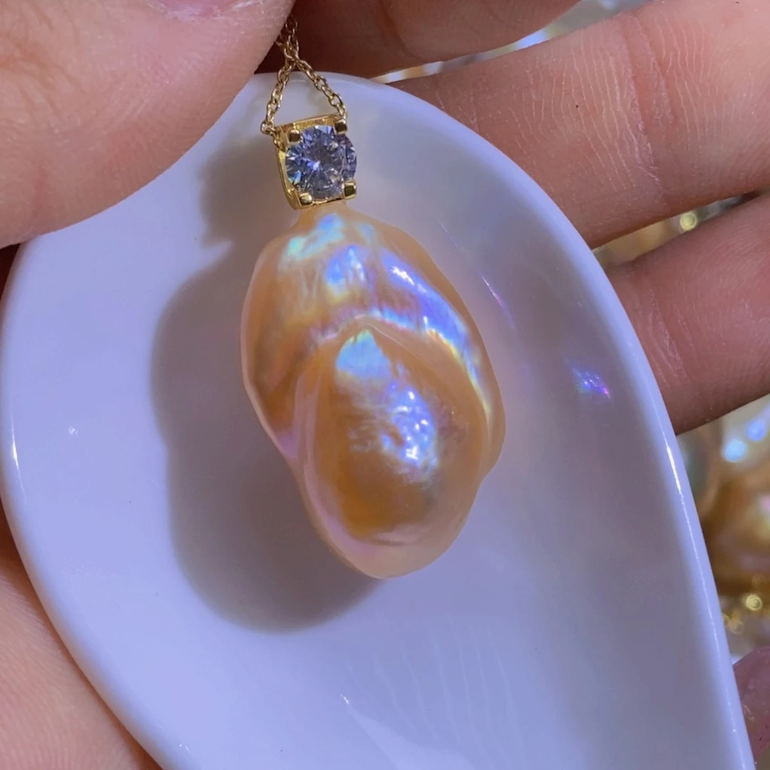 银S925镶嵌淡水珍珠微瑕