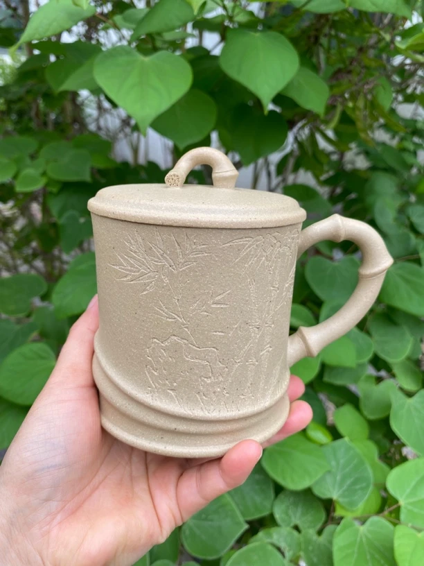 宜兴清水泥紫砂壶，大水潭本山绿泥盖杯手工制作420cc纯手工全手工