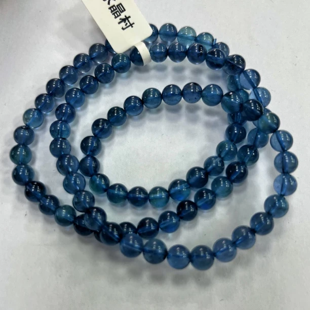 天然辰砂高货魔鬼蓝海蓝宝三圈6毫米