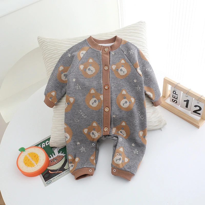 婴儿春装服装男宝宝外出服春季长袖爬服新生儿衣服春秋连体衣批发