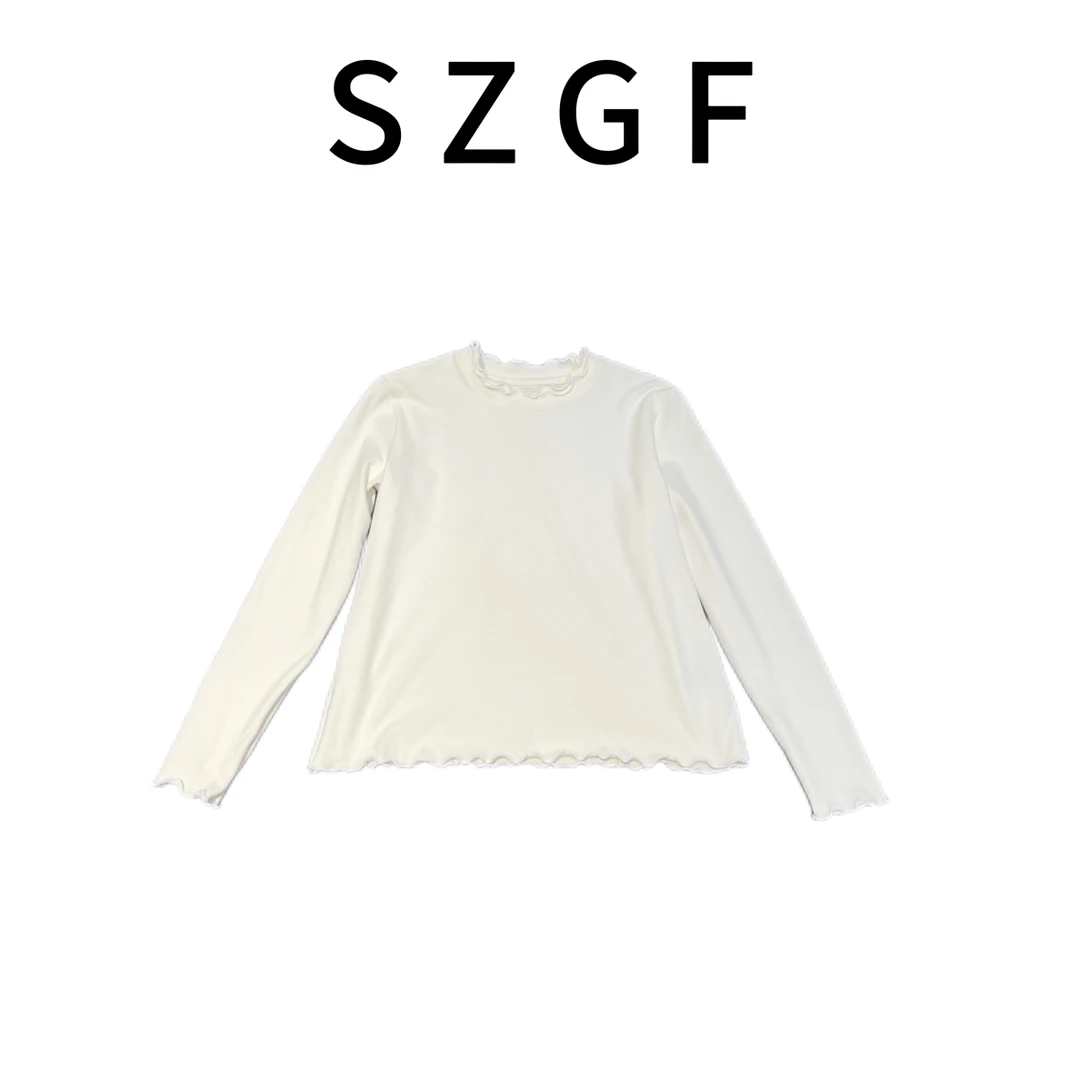 【朱朱甄选】白色毛修身打底加绒卷边衬衣1415