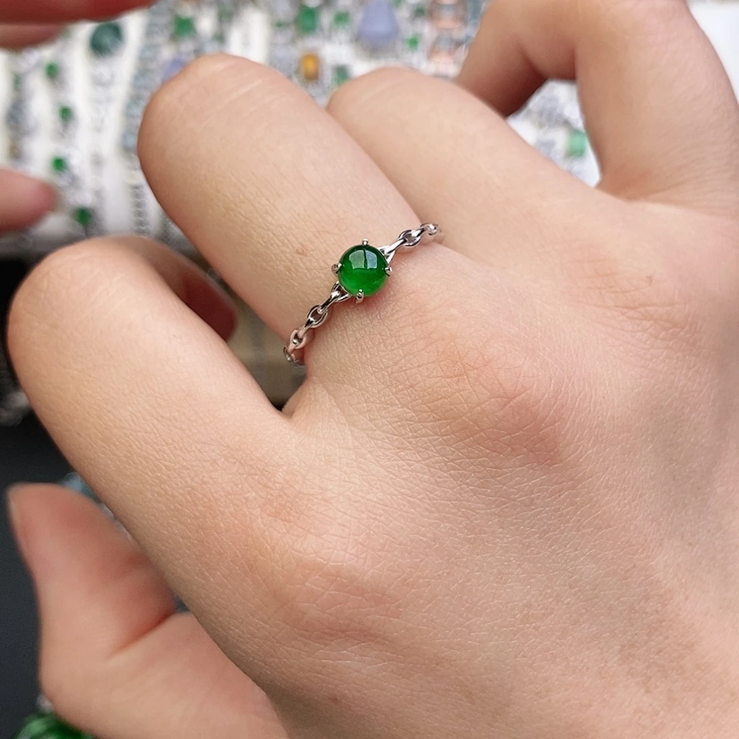 翡翠银S925镶嵌戒指