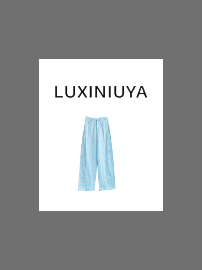【LUXINIUYA】梨形 100亚麻老钱风百搭休闲弯刀裤#CX3031
