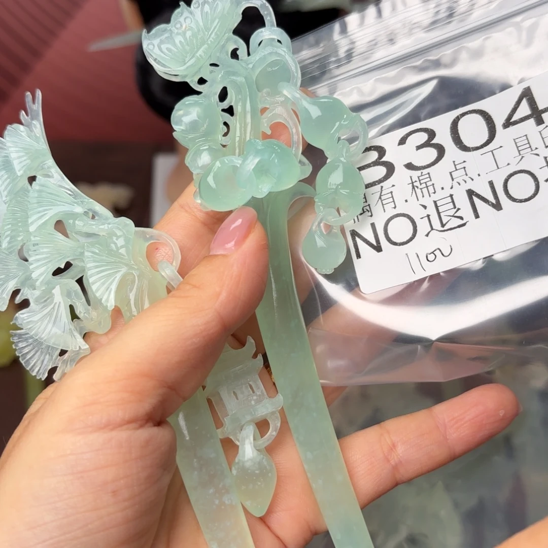 莫***梦合金蛇纹石玉发饰