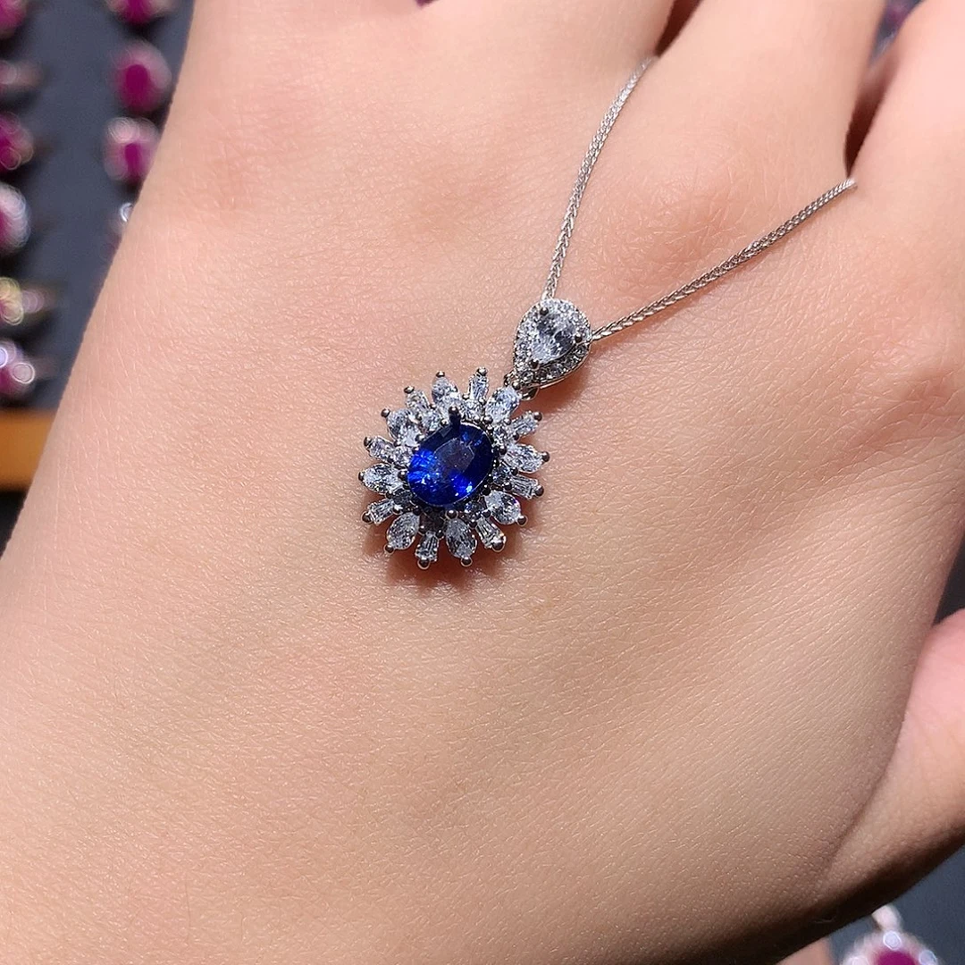 e***r蓝宝石银S925镶嵌吊坠(赠链)