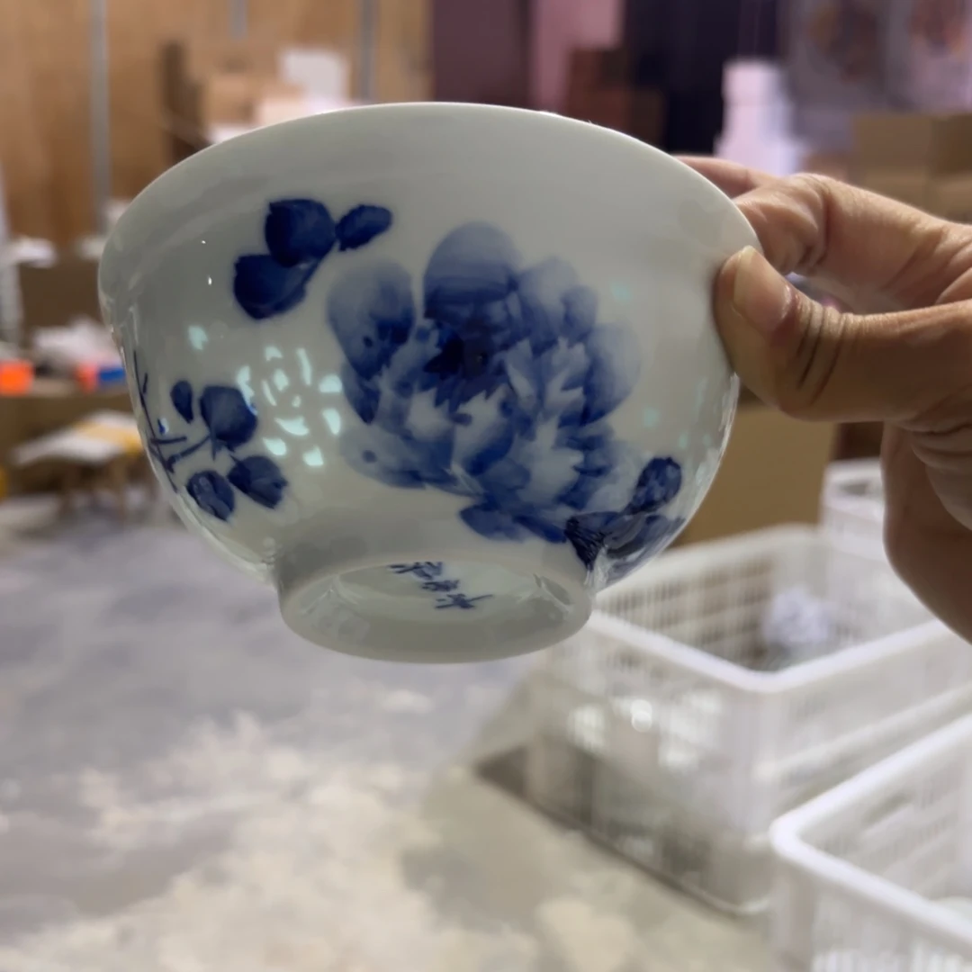 玉瓷景德镇陶米饭碗两只微瑕